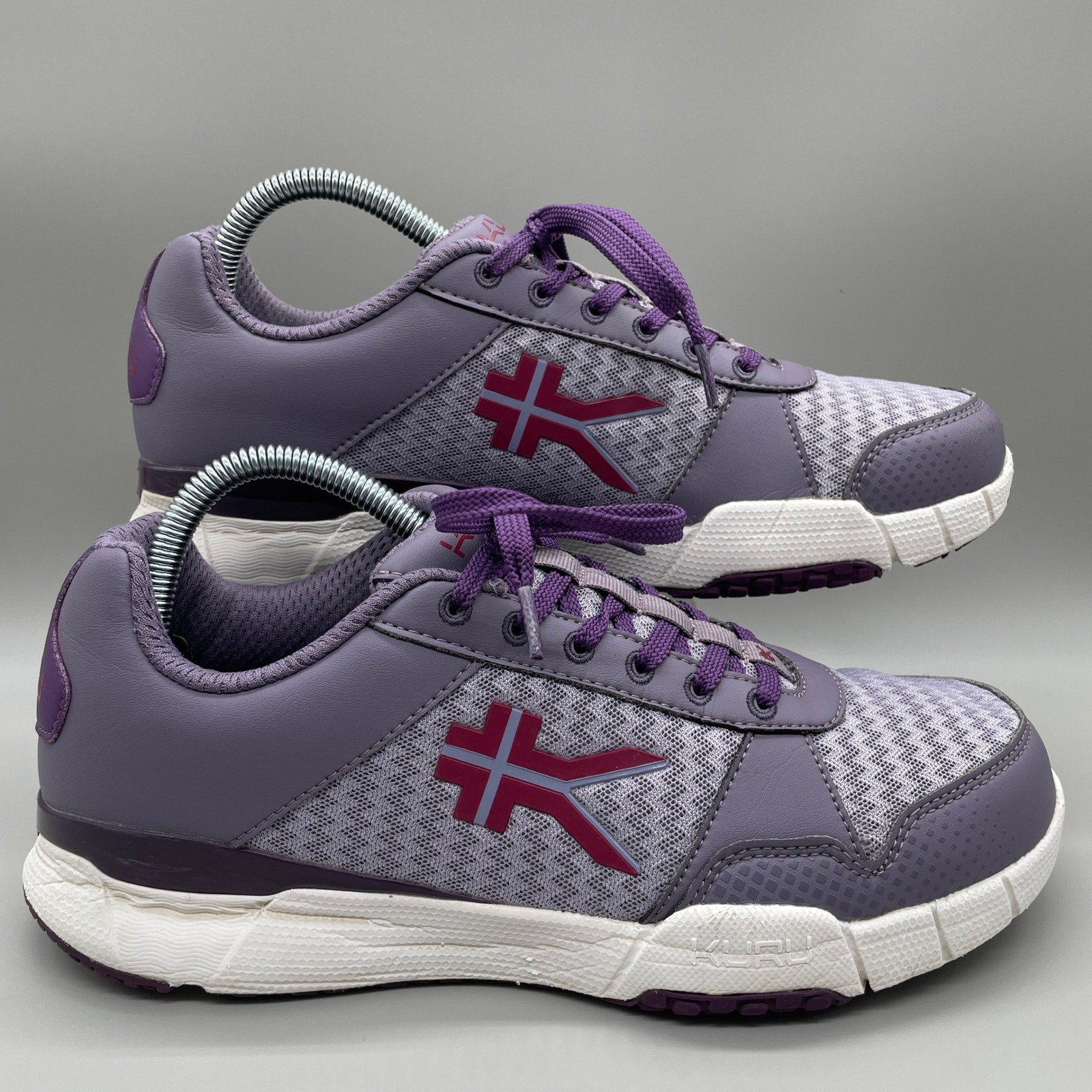 Kuru Quantum Walking Shoes Womens 9 Purple Grey Mesh Athletic Sneakers